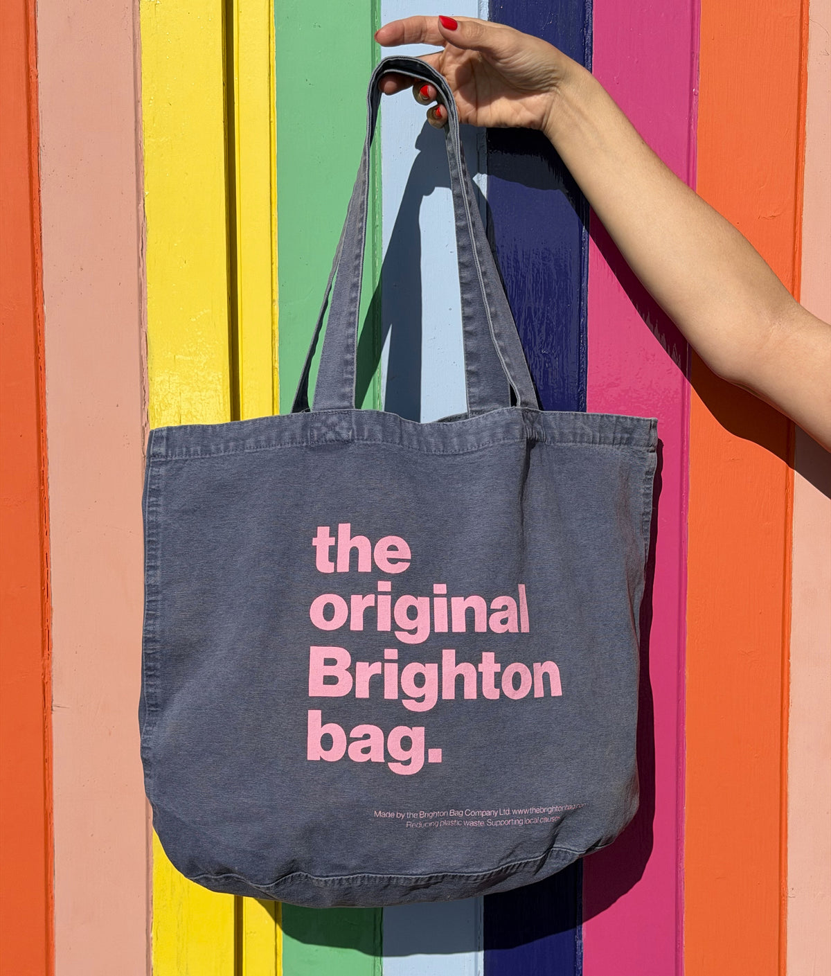 the original Brighton bag · denim blue - pink